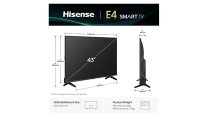 Hisense 43A4Q 43-Inch Full HD Smart LED TV with VIDAA OS, HDR10 & DTS Virtual:X | Black