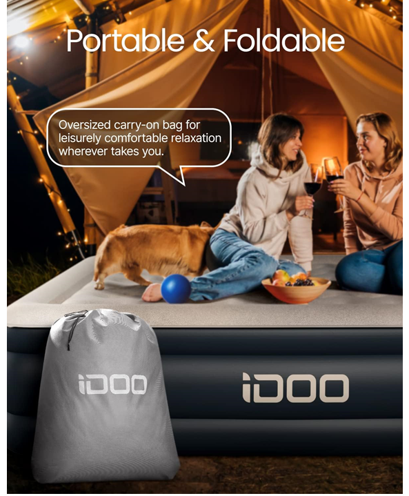 iDOO Air Bed Inflatable Double Mattress with Built-in Electric Pump