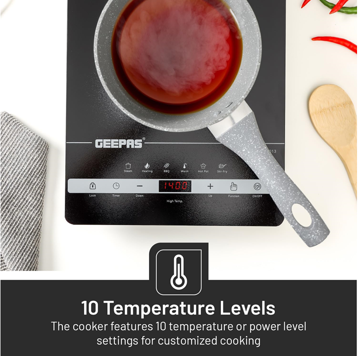 Geepas Single Infrared Cooker GIC33013, 2000 Watt Ceramic Hating Element, Digital Display