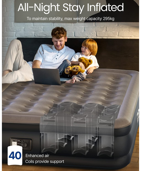 iDOO Air Bed Inflatable Double Mattress with Built-in Electric Pump