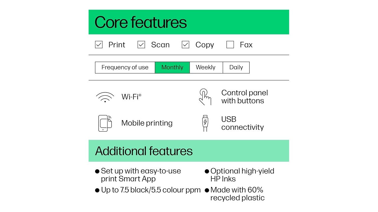 HP DeskJet Ink Advantage 2875 All-in-One Wireless Printer, Print Copy Scan, White