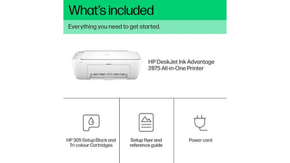 HP DeskJet Ink Advantage 2875 All-in-One Wireless Printer, Print Copy Scan, White