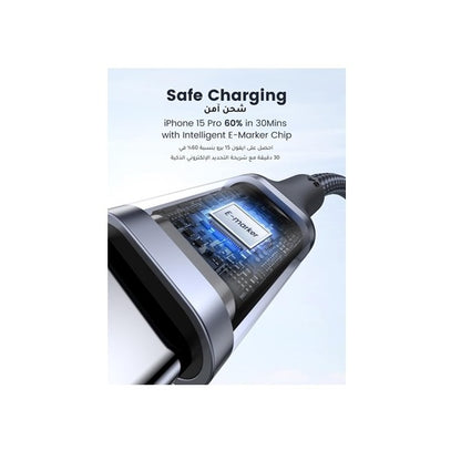 UGREEN 90120 USB-C to USB-C Cable, 3M, 100W PD Fast Charging, Braided Nylon, USB 2.0 Data