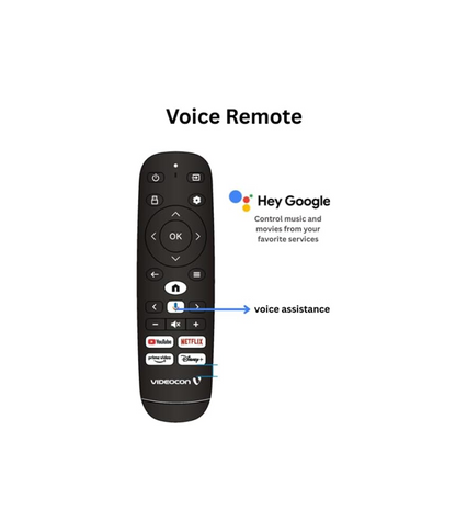 Videocon E43ELGT1100 43-Inch Edgeless Full HD Google TV, "Hey Google" Voice Remote, Chromecast Built-In, Bluetooth — Black