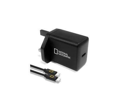 National Geographic 25W GaN USB-C Fast Charger with USB-C Cable, PD 3.0 & PPS Compact Wall Adapter for iPhone 17/16/15, Samsung Galaxy S26/S25/S24 & Android Devices